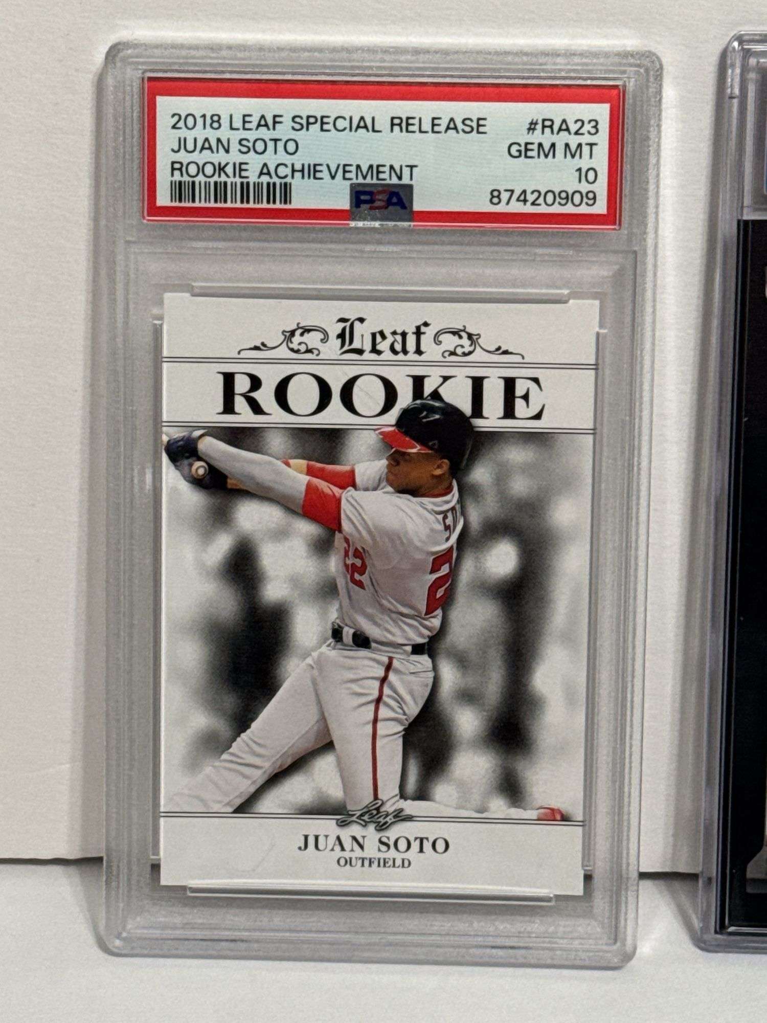 2018 Leaf Special Release Juan Soto Rookie Achievement RC (PSA 10) and 2018 Topps Now Shohei Ohtani