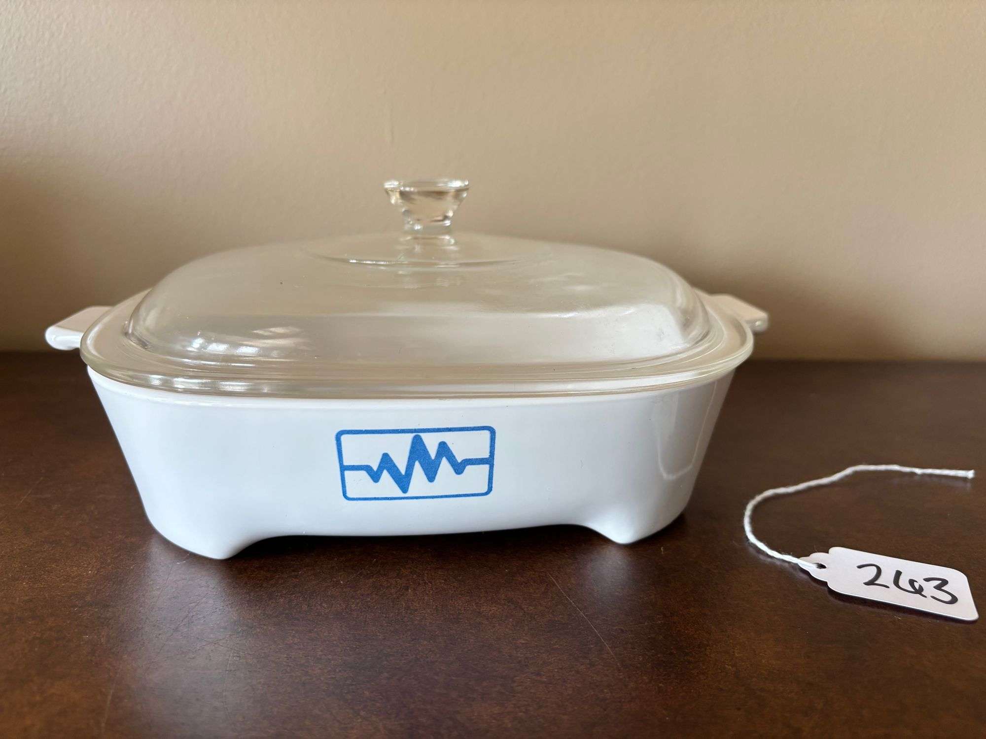 CorningWare EKG/Blue Heartbeat Brown 'N Sear Dish with Lid