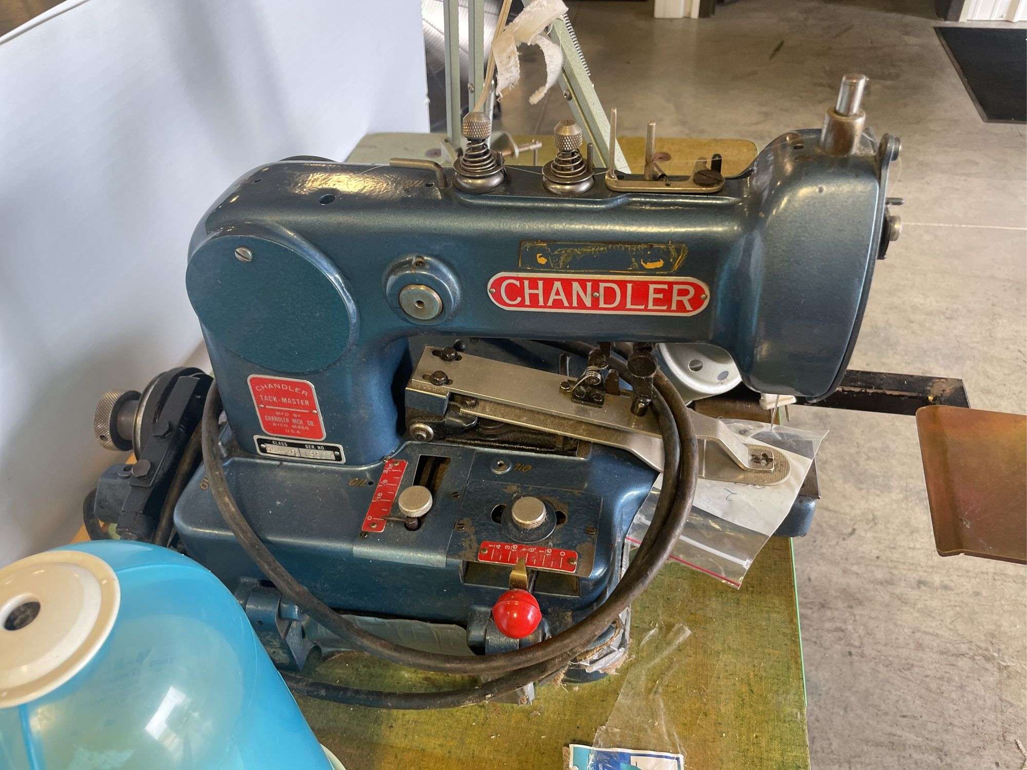 Chandler Tack-Master bar tacker industrial sewing machines with foot pedals
