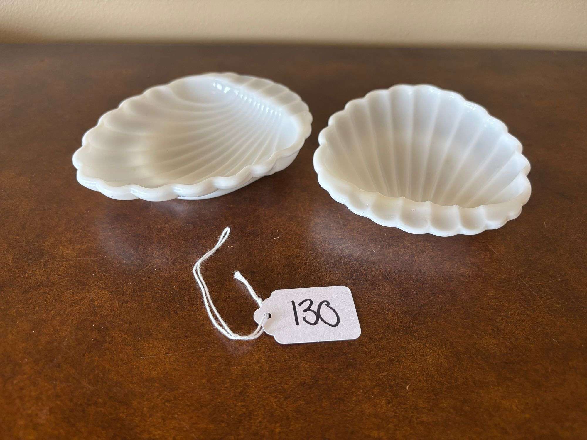 Vintage Milk Glass Scallop Sea Shell Dishes