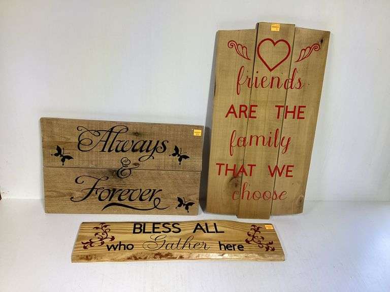 3 Wooden Primitive Signs