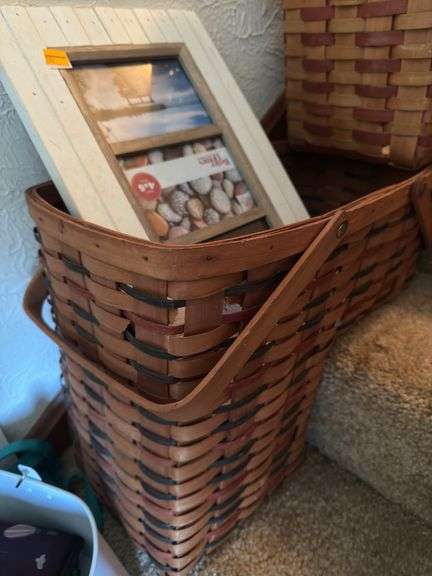 3 STAIRWAY BASKETS AND CONTENTS