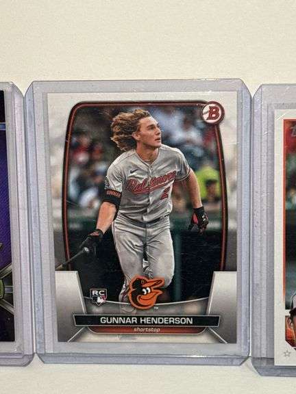 2024 Topps Bo Bichette Single Jumbo Relic Card, 2023 Bowman Gunnar Henderson RC, 2023 Topps Adley Ru