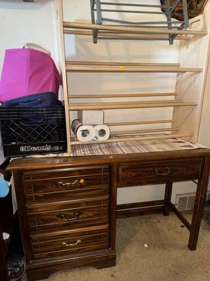 KNEEHOLE DESK, SHOE RACKS AND MORE