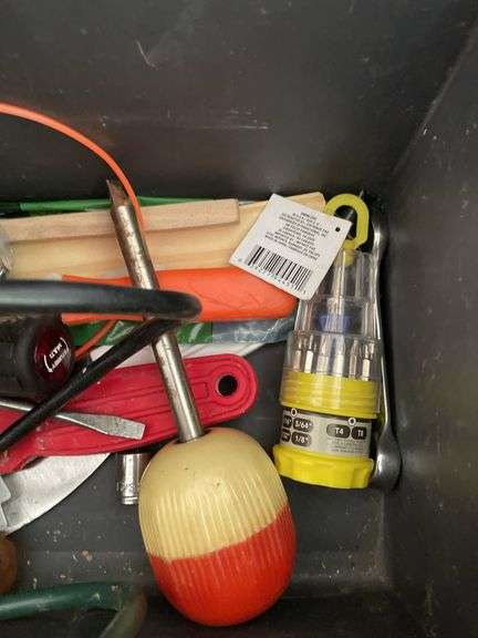 TOOL BOX WITH BLACK & DECKER JIGSAW AND HAND TOOLS