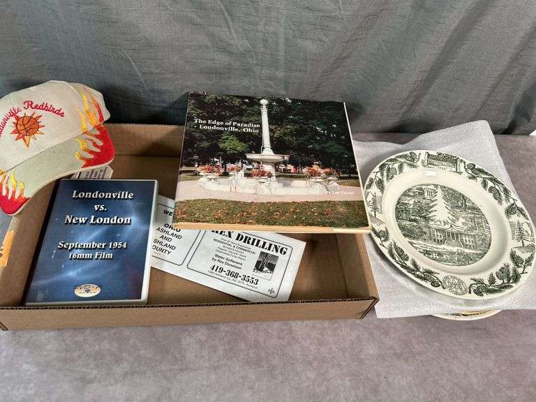 LOCAL ITEMS- LOUDONVILLE BOOK, HAT, PLATE; ASHLAND UNIV PLATES & more