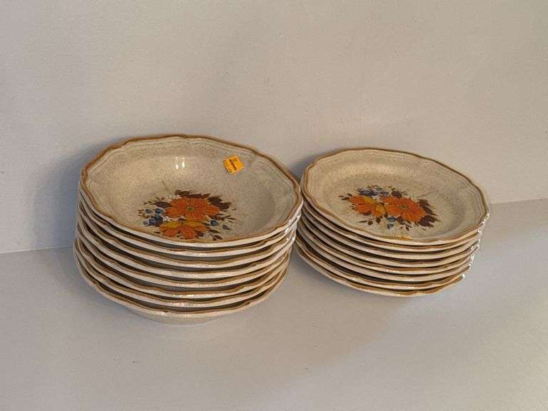 Mikasa Garden Club Flower Fest Ceramic Bowl and Saucer Plate Sets