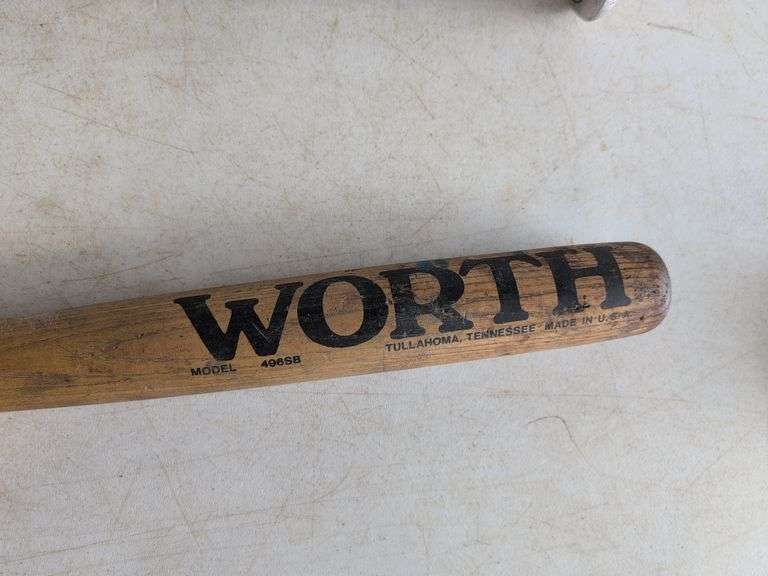 (2) wooden bats, metal bat, and plastic bat