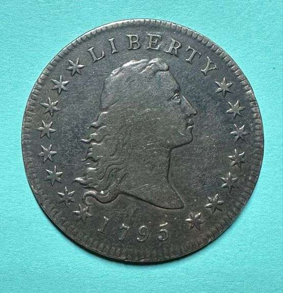 1795 Flowing Hair Silver Dollar, 2 Leaves
