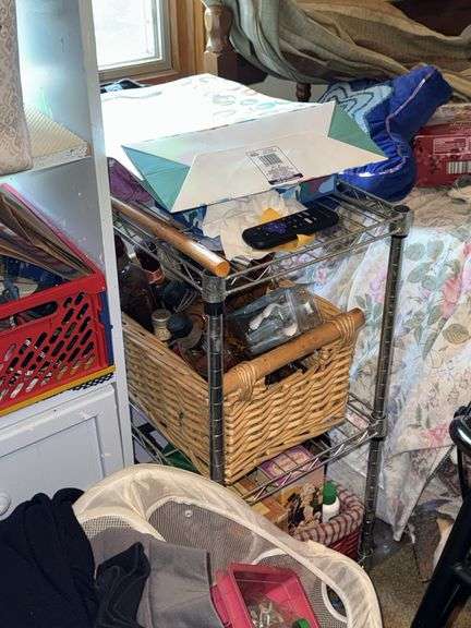 HUGE LOT INCL. TWIN BED, BASKETS, WALKER, HOME DECOR AND MORE