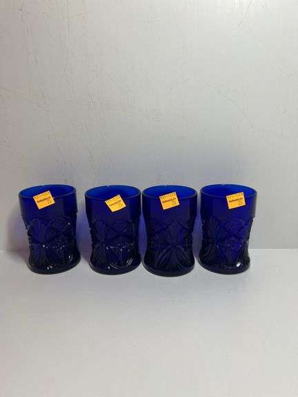 (4) Cobalt Blue Drinking Glasses