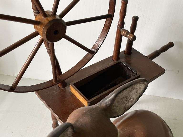 Ceramic Deer and Mini Spinning Wheel
