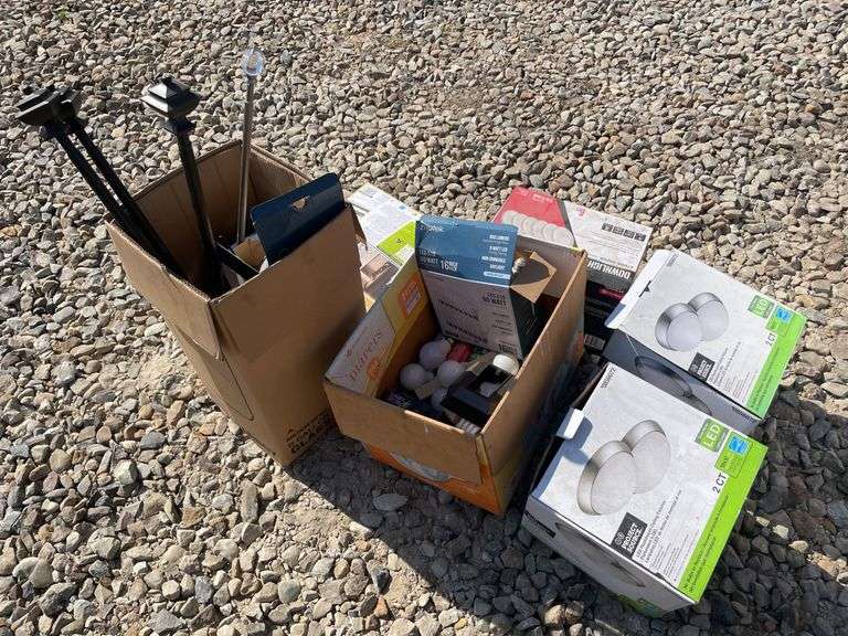 Assortment of light fixtures, light bulbs, curtain rods and more