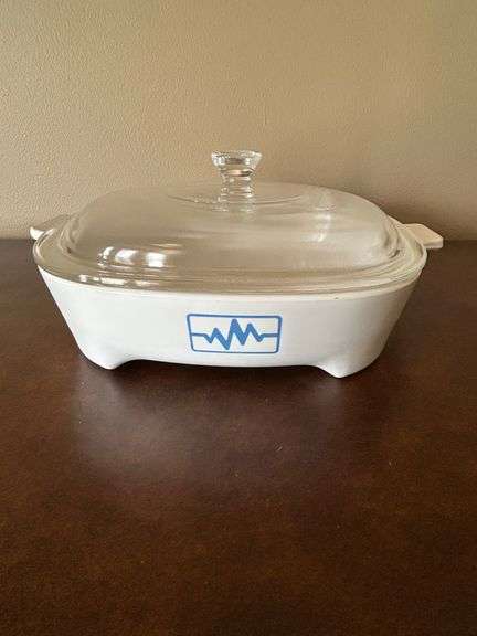 CorningWare Blue EKG Brown 'N Sear Dish with Lid