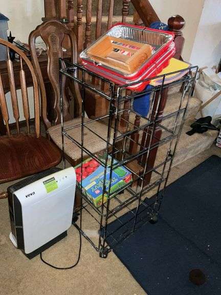 LARGE LOT OF CHAIRS, STANDS, BISSELL SWEEPER, ELECTRICAL CORDS