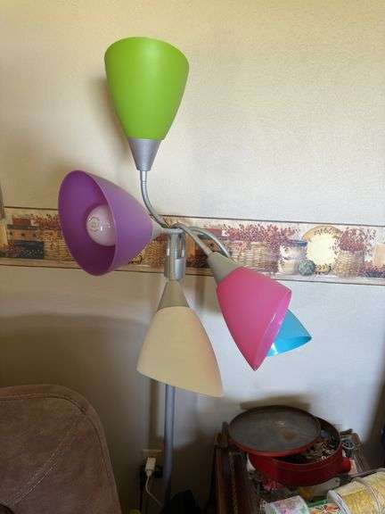 END TABLE, STANDS, CRAFT SUPPLIES, FLOOR LAMP
