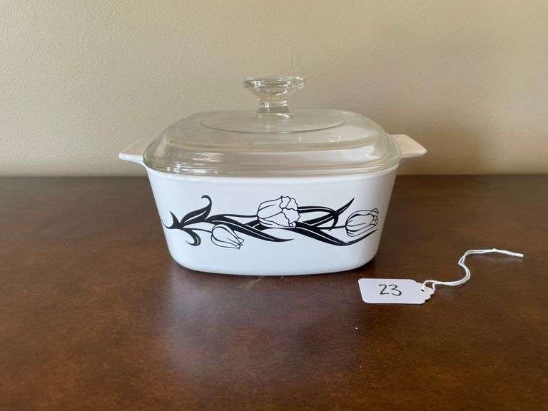 Corning Ware Lyrics Black Tulips A-1-B Casserole Dish with Lid