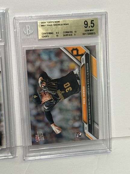 2024 Topps Now Paul Skenes (BGS 9.5), 2024 Bowman Paul Skenes Prospect (MGC 10), and 2023 Bowman’s B