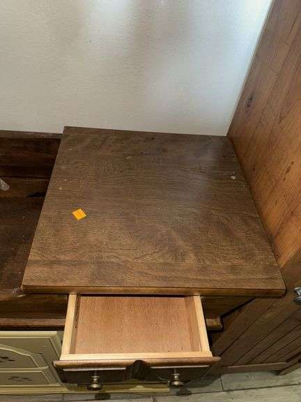 ANTIQUE WOOD AND PAINTED DRYSINK