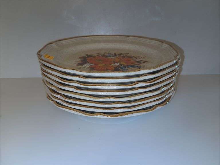 (8) Mikasa Garden Club Flower Fest Ceramic Dinner Plates