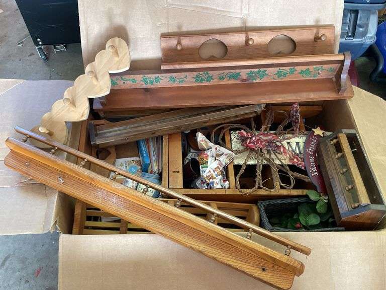 WOODEN SHELVES AND HOOKS