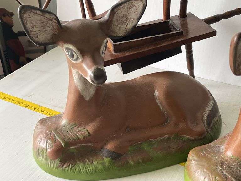 Ceramic Deer and Mini Spinning Wheel