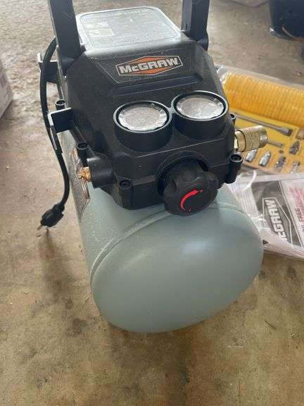 MCGRAW 3 HP AIR COMPRESSOR AND CENTRAL PNEUMATIC STARTER KIT