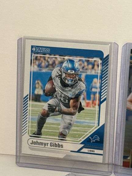 2023 Panini Select Jahmyr Gibbs RC, (2) 2023 Panini Prizm Sam LaPorta RC, (2) 2023 Panini Mosaic Sam