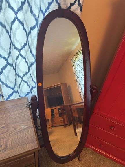 RED ARMOIRE AND MIRROR STAND