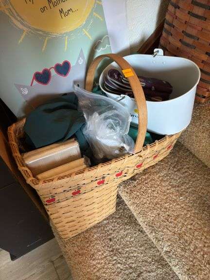 3 STAIRWAY BASKETS AND CONTENTS