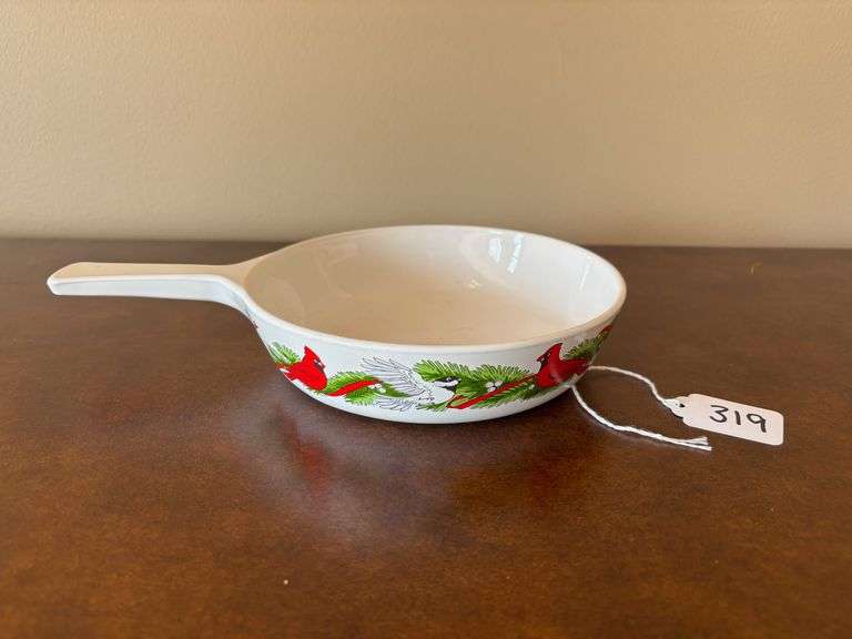 CorningWare Christmas with Cardinal Skillet