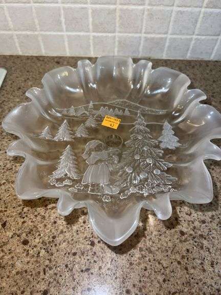 Clear Glass Christmas Cake Platter