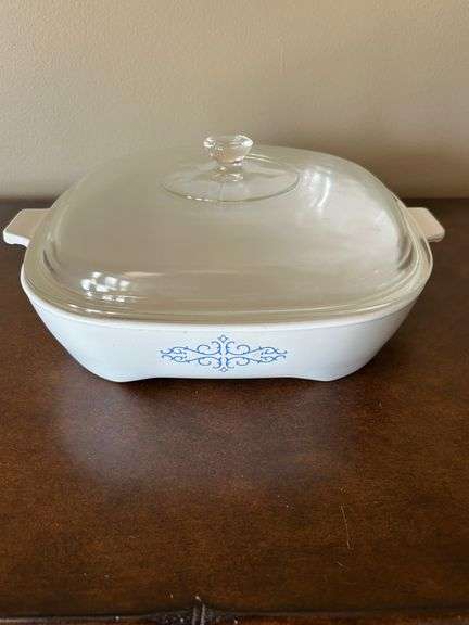 CorningWare Blue Filligree Browning Skillet with Lid