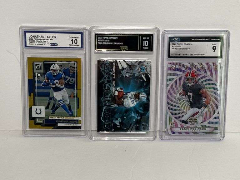 2022 Panini Donruss Jonathan Taylor Press Proof Gold (CCG 10), 2023 Topps Composite Emmitt Smith Res