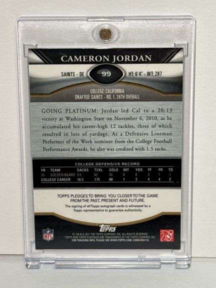 2011 Bowman Platinum Cameron Jordan RC Autograph