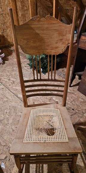 Primitive Rattan Bottom Rocking Chair