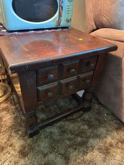 VINTAGE FLOOR LAMP, END TABLE AND RETRO MICROWAVE