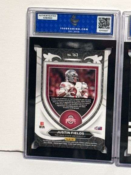 2021 Panini Chronicles D.P. Justin Fields Playbook RC (ISA Mint 9) and 2021 Panini Prizm Draft Picks