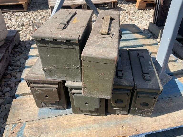 (6) metal ammo boxes - various sizes