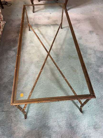 Brass Framed, Glass Top Coffee Table