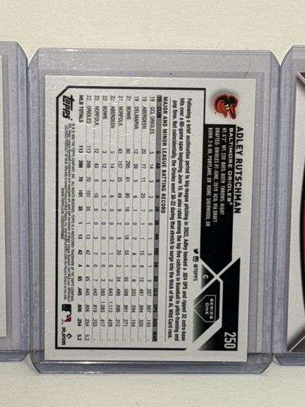 2024 Topps Bo Bichette Single Jumbo Relic Card, 2023 Bowman Gunnar Henderson RC, 2023 Topps Adley Ru