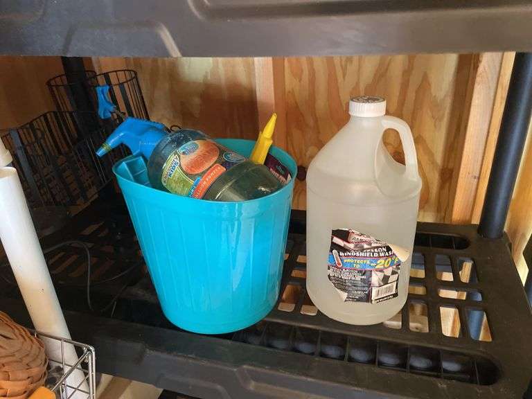 SINGLE PLASTIC SHELF AND ALL CONTENTS ON SHELVING