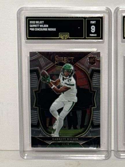 2022 Select Garrett Wilson Concourse Rookie (GMA 9), 2022 Donruss Cooper Kupp Dominators (GMA 10), a
