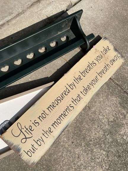 WOOD SHELF AND WALL ART