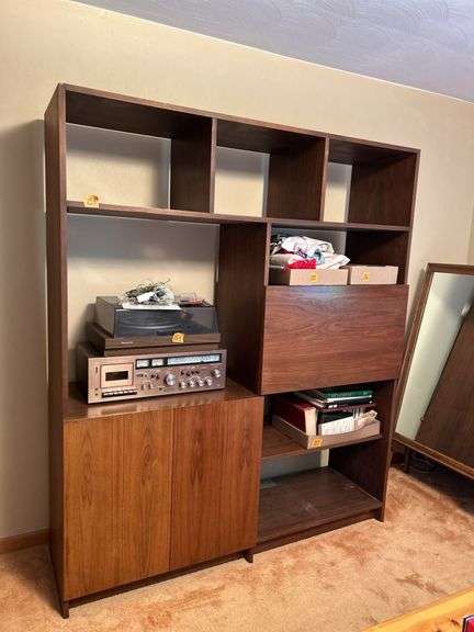 HARDWOOD ENTERTAINMENT STAND (not contents)