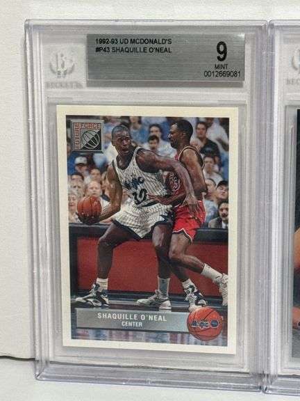 1992-93 UD McDonalds Shaquille O’Neal (BGS 9) and 1998-99 Fleer Brilliants Dirk Nowitzki RC (BGS 8.5