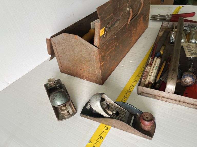 Toolbox with Snips, Rulers, Planers, Etc.