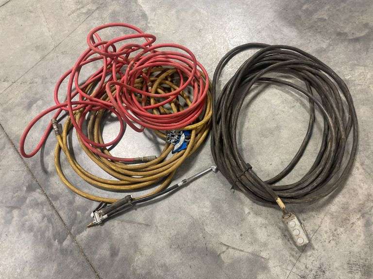 (2) air hoses and electrical wiring with outlet box