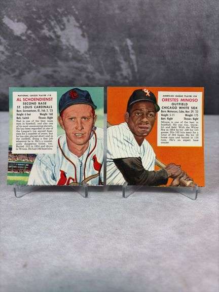 (2) 1955 Red Man Cards - Schoendienst & Minoso - No Tabs