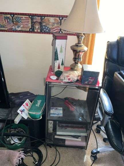 TV W/STAND, CABINET AND ALL CONTENTS